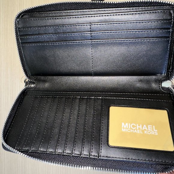 Michael Kors Mina LARGE Chain Shoulder/ Continental Wallet Leather Black NWT - Picture 13 of 14